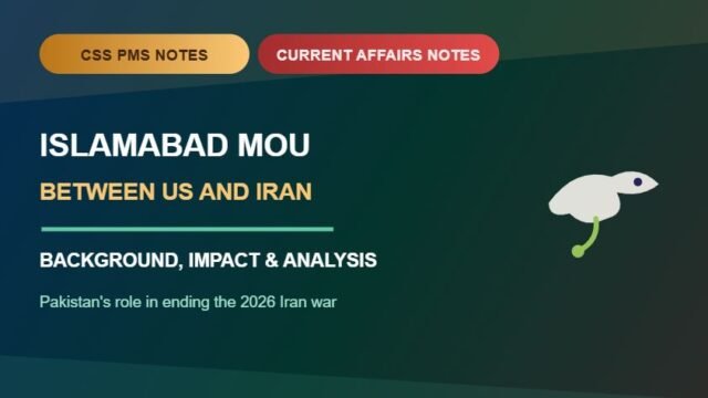 Thumbnail for CSS PMS Notes and Current Affairs Notes: Islamabad MOU Between US and Iran.