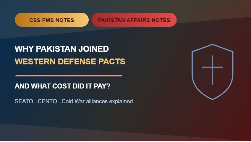 Thumbnail for CSS PMS Notes and Pakistan Affairs Notes: Why Pakistan joined western defense pacts.